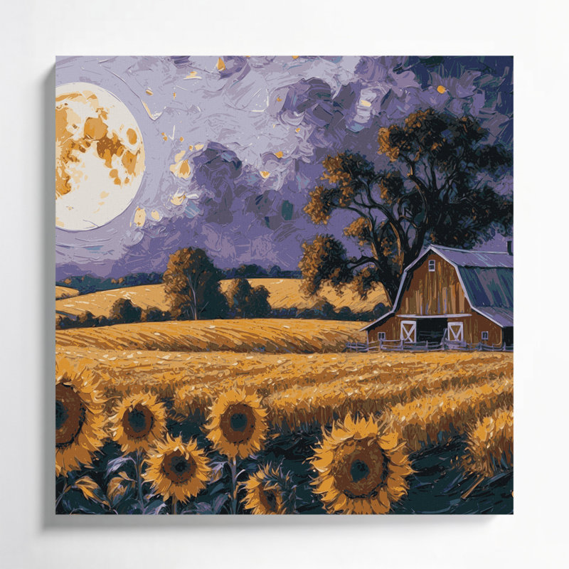 «Farm Harvest Moon», art mural sur toile noire, H 32 po x l 32 po