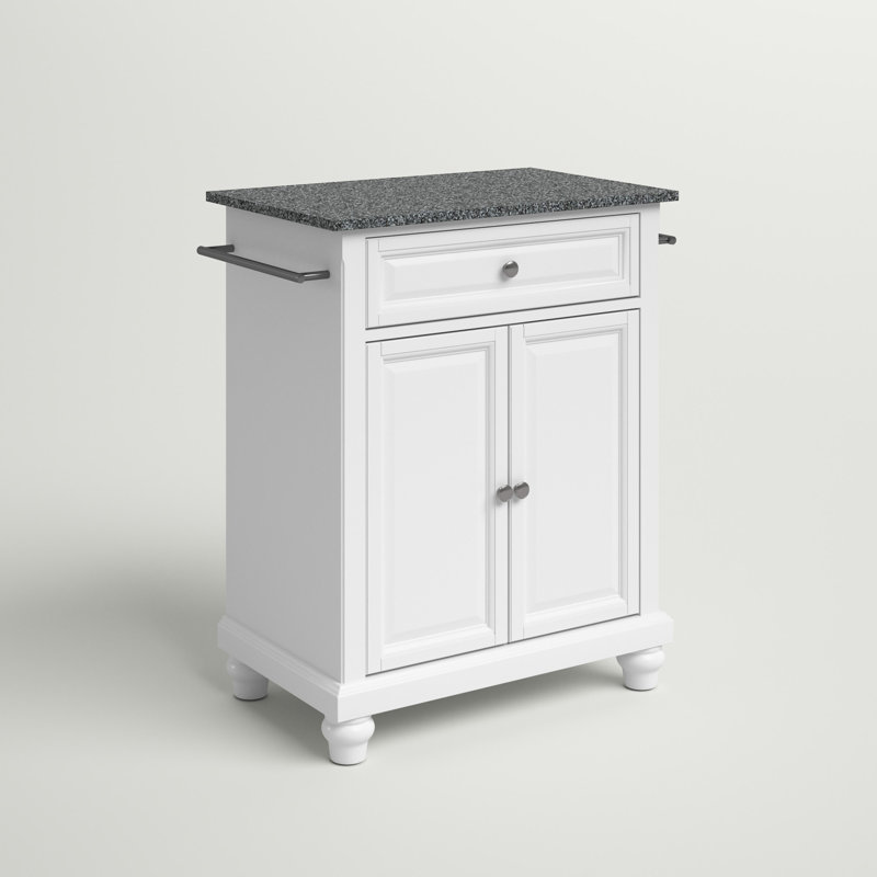 Braylie Granite Top Kitchen Cart, White