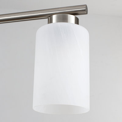 Delvin Delmo 4 - Light 35.43" Modern Linear Chandelier Kitchen Island Lighting Fixture With Milk Glass Shade Pendant Light For Dining Room Kitchen Island With Adjustable Rods