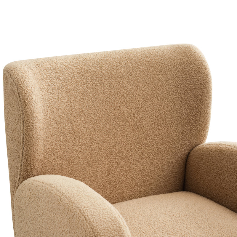 Fauteuil à oreilles élégant en tissu, pieds en bois massif et revêtement de lecture confortable, P 29,68 po
