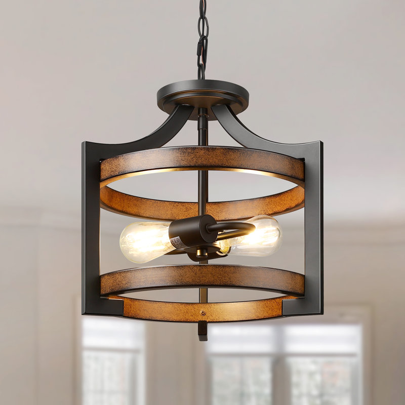 Luminaire suspendu et plafonnier encastré 13,5 po à 2 lumières Amadi, Rouille