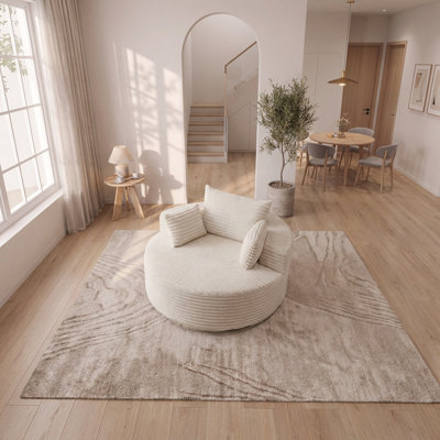 Chaise pivotante moderne de 55 pouces avec dossier coussiné, rotation à 360 degrés