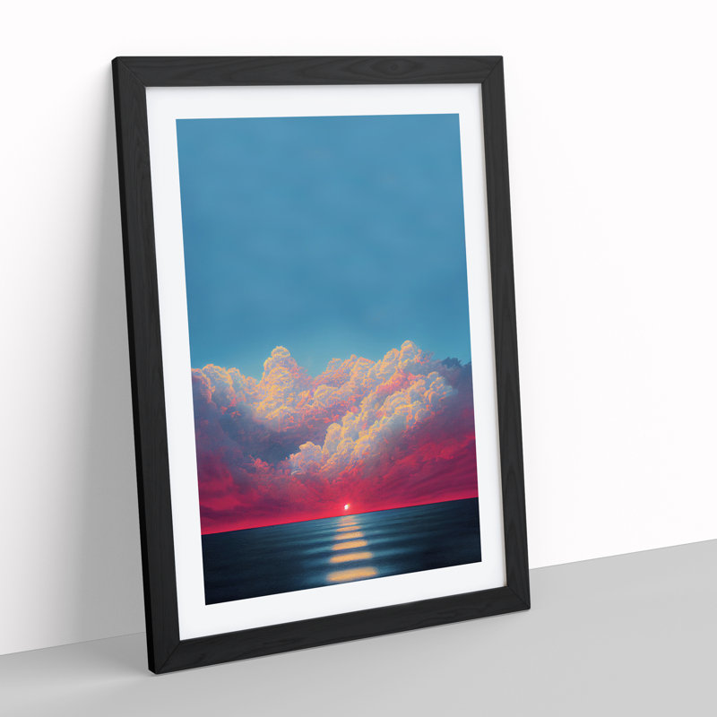 Tremendous Ocean Sunset - Single Picture Frame Print, Black Framed, 64cm H x 46cm W x 2cm D