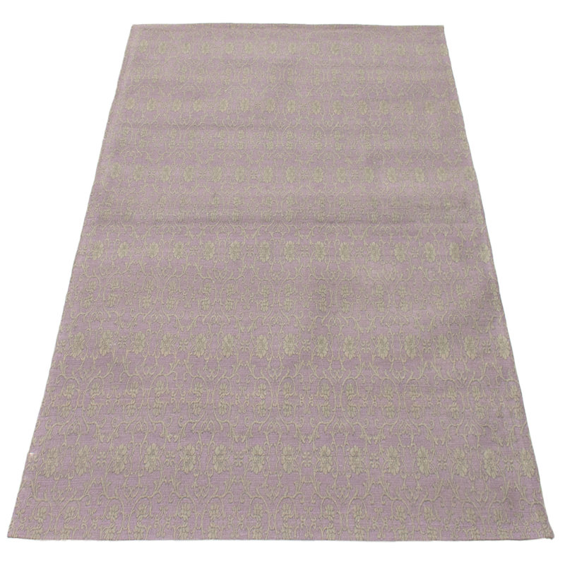 Tapis gris foncé / brun en chenille noué à la main de conception unique et de style collage années 2010 4 pi 9 po x 6 pi 9 po Strait