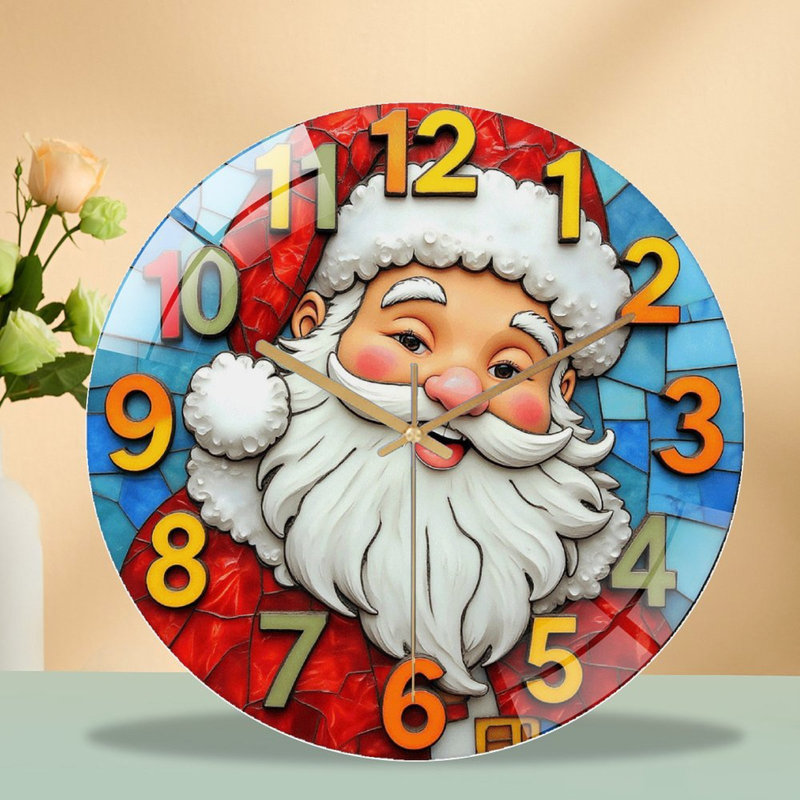 Horloge murale décorative de père Noël, horloge murale 12 po