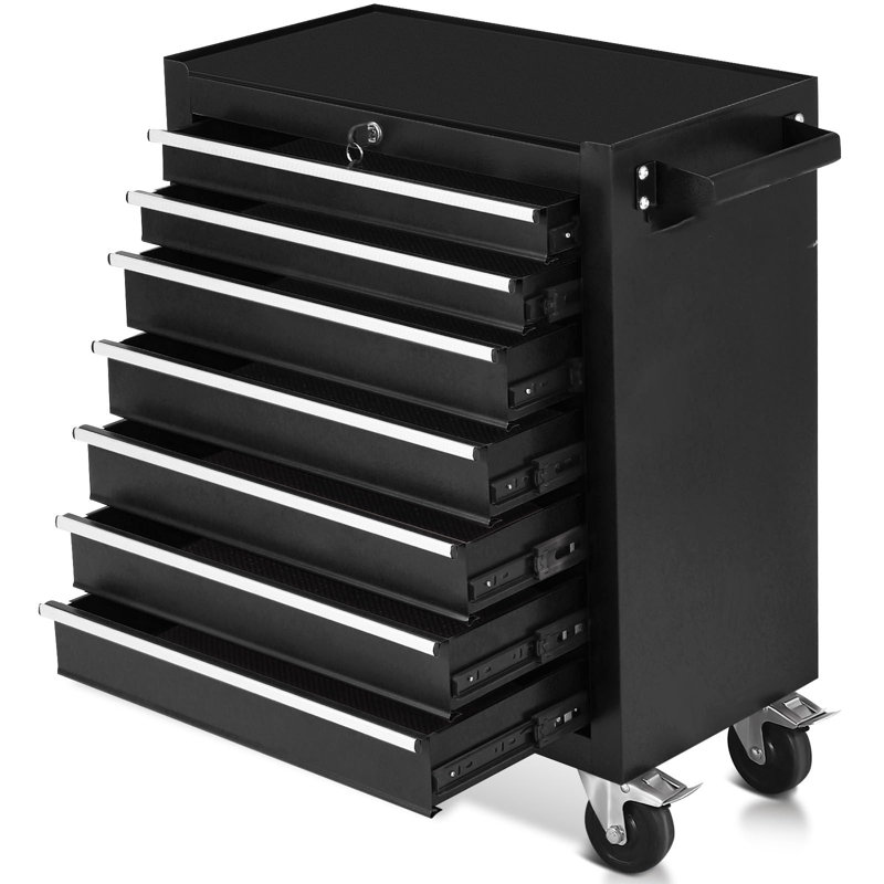Coffre à outils à 7 tiroirs avec roulettes - Armoire de rangement robuste pour outils, garage, atelier, entrepôt et atelier de réparation