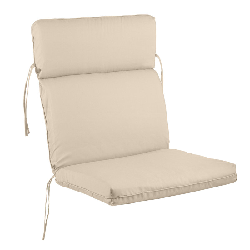 Outdoor Chair Cushion - 45x21.5x3in High Back Outdoor Chair Cushions for Patio Furniture, Rocking, Adirondack or Dining Seats - Water, Fade, and UV-Resistant Fabric Pads with Ties (Tan)