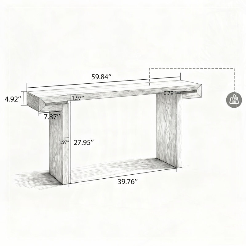 60inches Rustic Farmhouse Console Table, Black