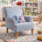 Striped Upholstered Wooden Chair with Rolled Arm-951354672