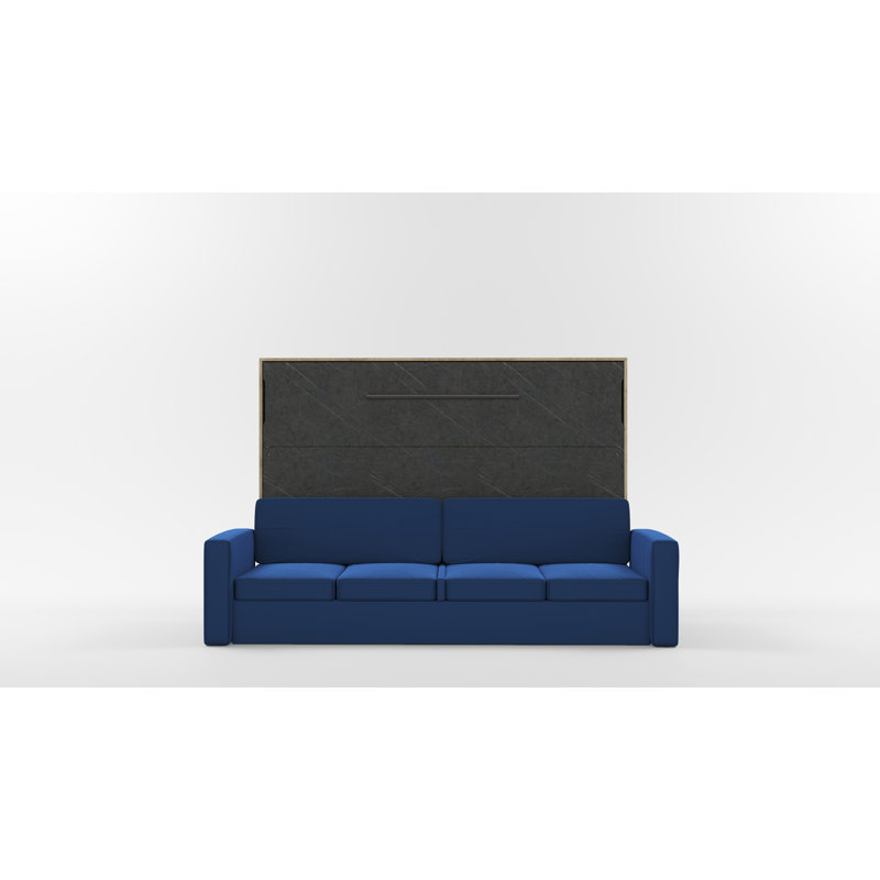 Neidelin Upholstered Murphy Bed, Beige/Grey/Navy