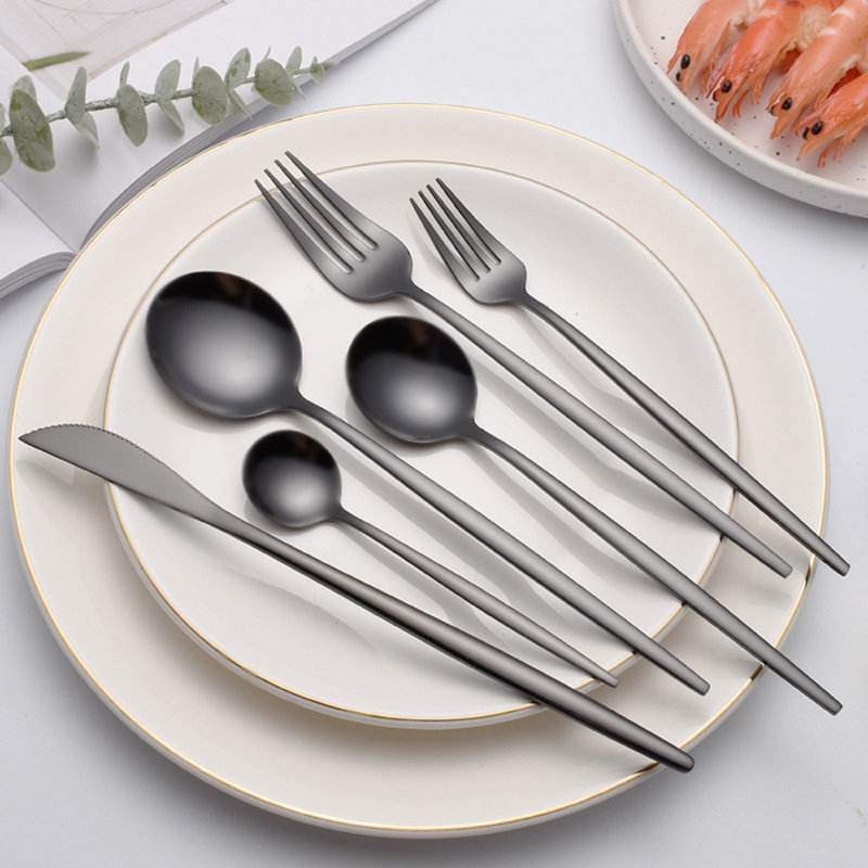 Mercer41 Rufaidah Stainless Steel Flatware Set - Service for 6, Matte Gray