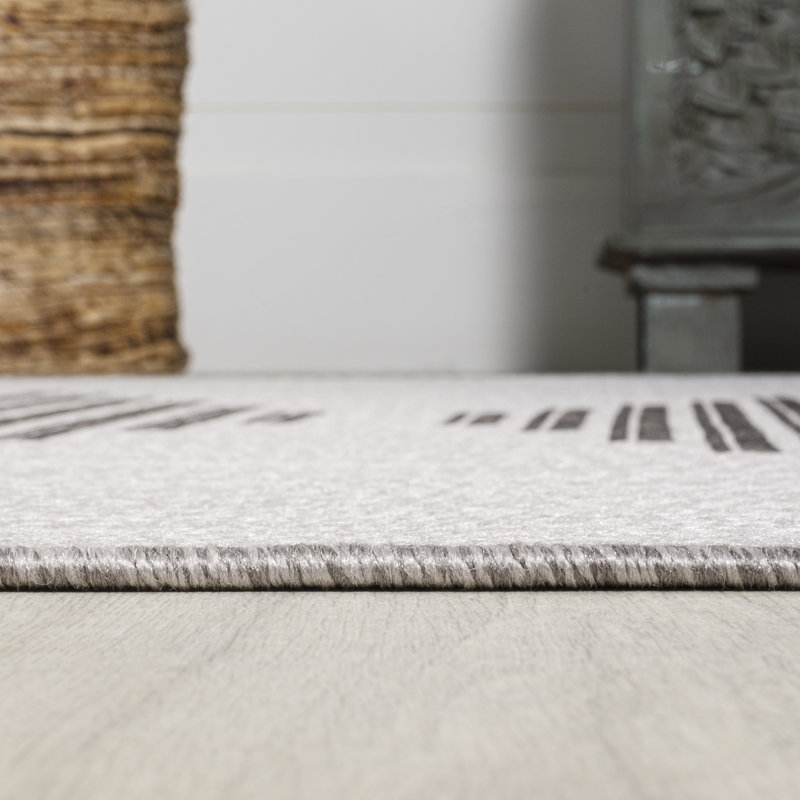 Vinales Diamond Stripe Light Gray/Black Indoor/Outdoor Rug, Rectangle 2'11" x 5'