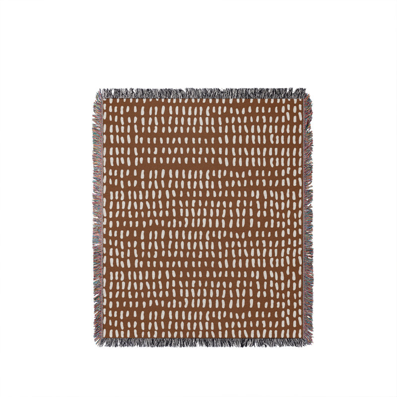 Jeté en coton à imprimé abstrait Kola, Brun rouille, 60 po x 80 po