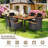 Nadkar 6 - Person Acacia Solid Wood Patio Dining Set Umbrella Hole Included Rectangular Table with Cushions Included
