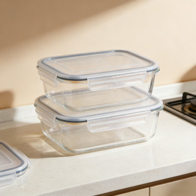 Glass Food Storage Containers With Lids, 5-Pack Airtight Meal Prep Containers, Oven, Microwave, Freezer And Dishwasher Safe Reusable Lunch Containers