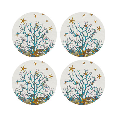 Coral Reef Vegan Leather Round Pebble Placemat