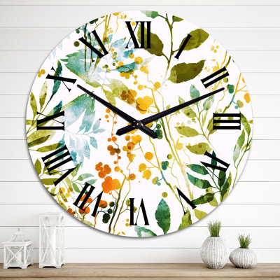 Printemps, herbes, fleurs et feuilles sur fond blanc