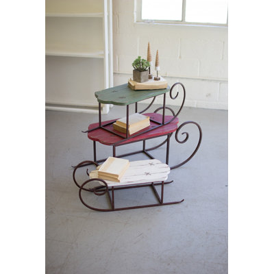  Ensemble de 3 présentoirs décoratifs en bois peint et en métal