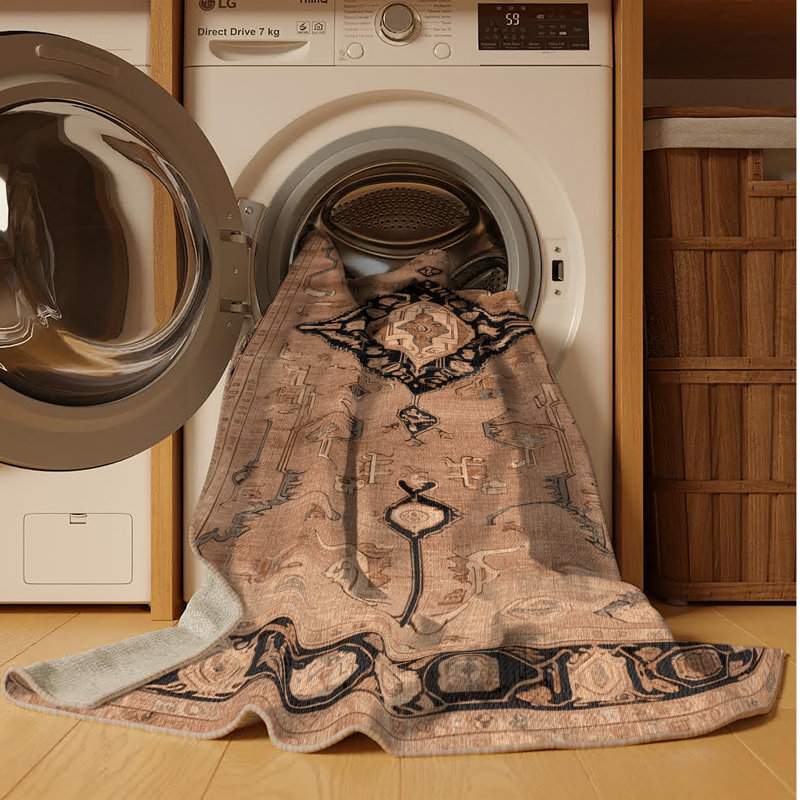 Tapis brun lavable à la machine, Carré 3 pi