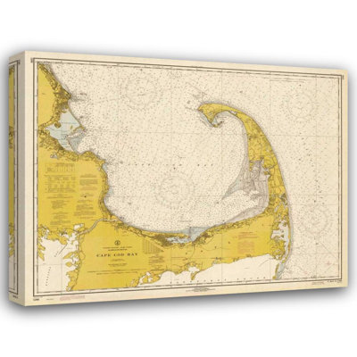 Art graphique de la NOAA: Carte nautique - Cape Cod Bay 1970 - Sépia teinté
