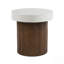 Table d'appoint carrée avec plateau en simili pierre et base en bois MGO