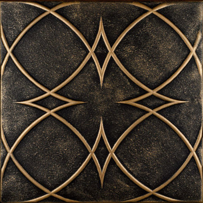 Carreau de plafond en polystyrène encollé 1,6 pi x 1,6 pi Cercles and Stars (ensemble de 144)
