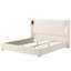 Structure de lit tapissier très grand beige avec haut dossier à oreilles, lampe de lecture et mousse confortable, support en bois, installation rapide pour la chambre à coucher, lit, beige, tête de lit à oreilles, assemblage