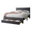 Lit plateforme contemporain de taille double avec velours côtelé gris anthracite et tiroir sous le lit, idéal pour la chambre à coucher avec rangement, design moderne