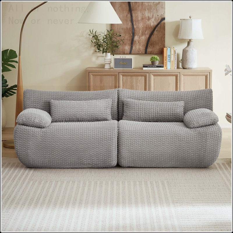 Canapé modulaire Cloud, aucun assemblage requis, 2 sièges, Velours côtelé gris