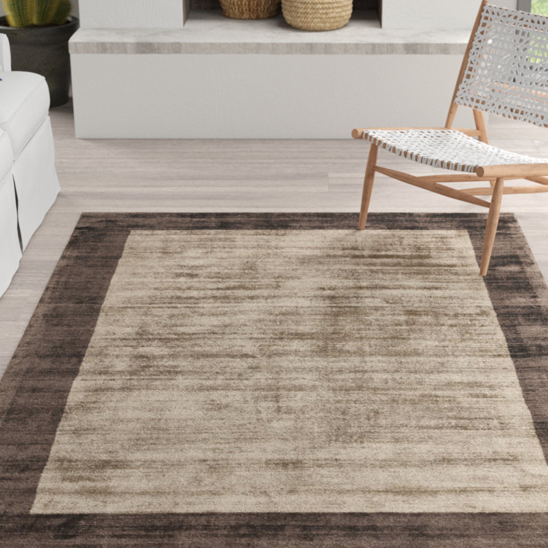 Desrosiers Shinny Bordered Choco/Mocha Area Rug, Rectangle 160 x 230cm