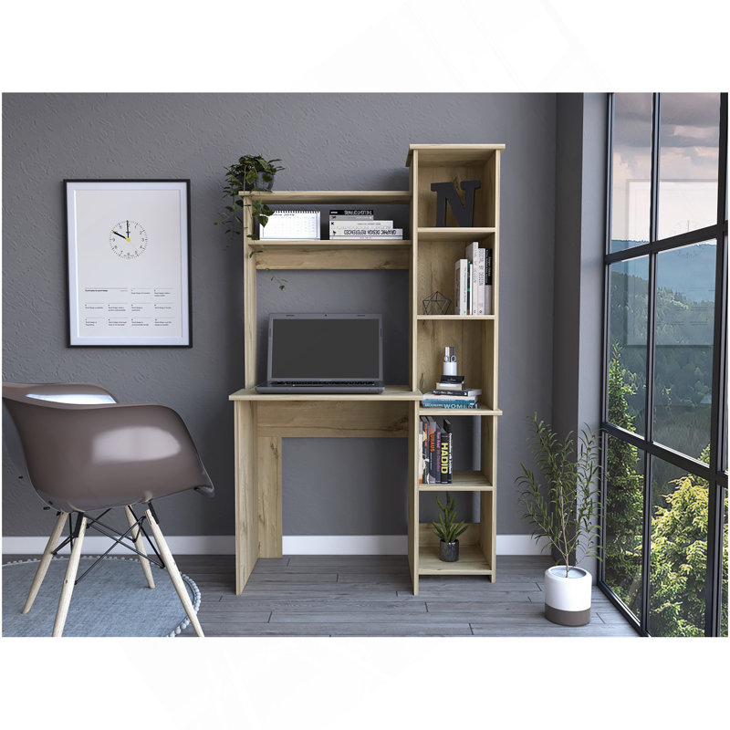 Bureau d'écriture Versalles, deux tablettes, cinq casiers, Beige