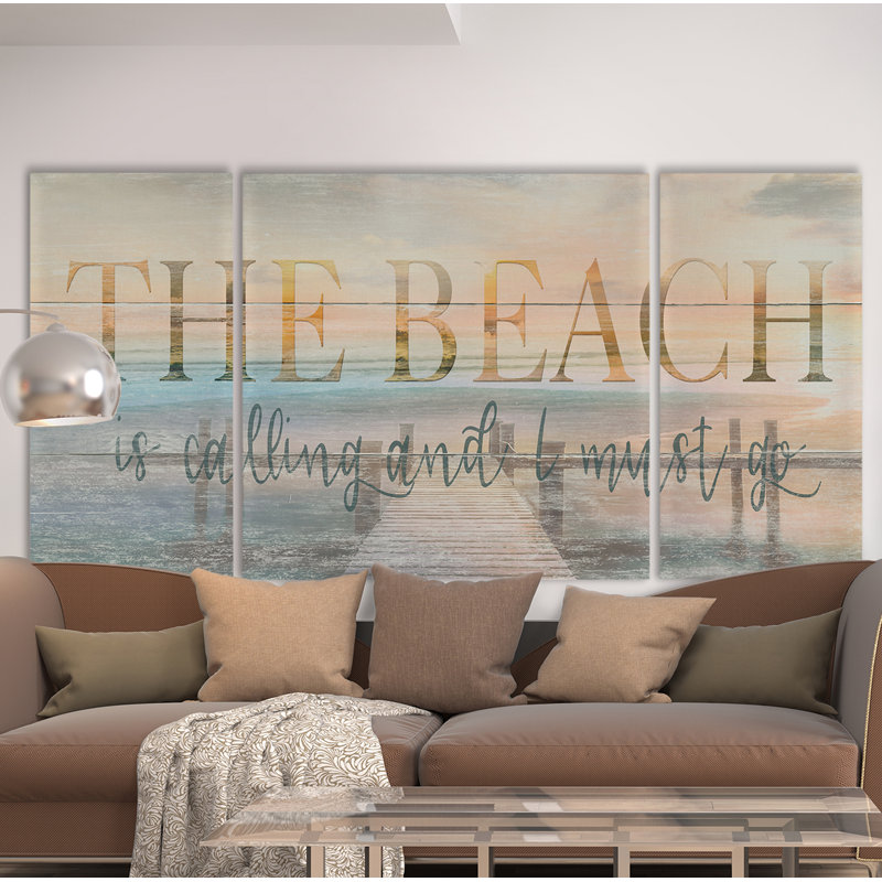 " The Beach Is Calling " 3 - Pieces, 32" H x 64" W x 1.5" D