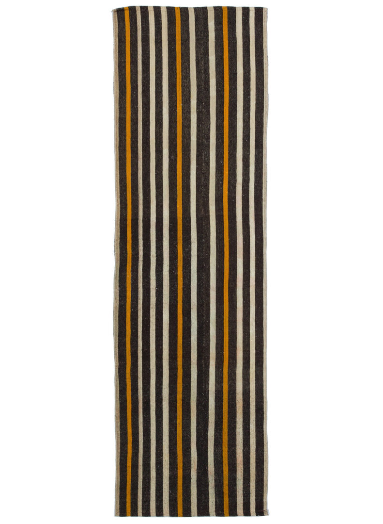 Girit Beige Striped Wool Handmade Area Rug