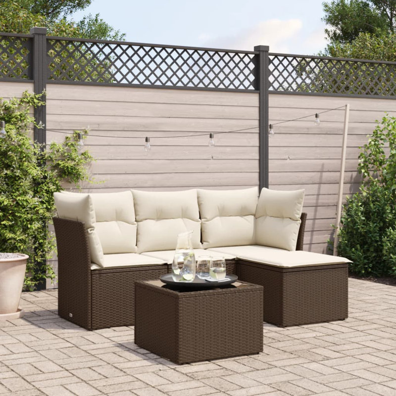 Ensemble de canapé de jardin Vidaxl brun, blanc crème