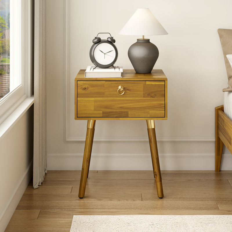 Table de chevet 1 tiroir Alden, Marron foncé
