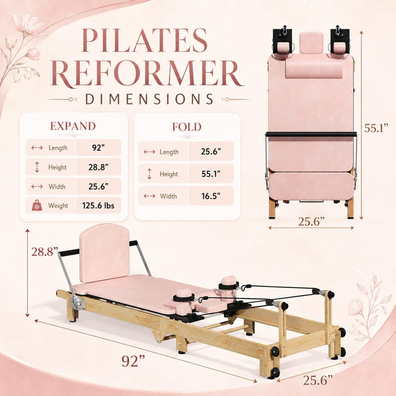 Machine de réformage pliable 92 "Pilates, Pink