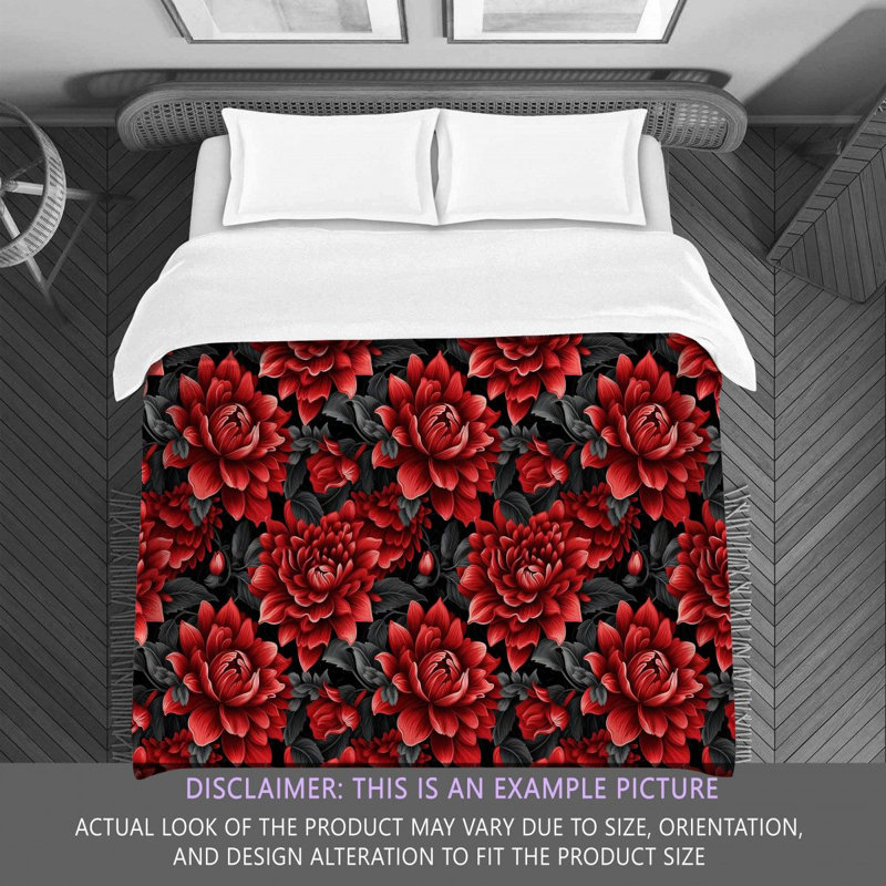Machine Printed Comforter, Twin Comforter, Black/Red