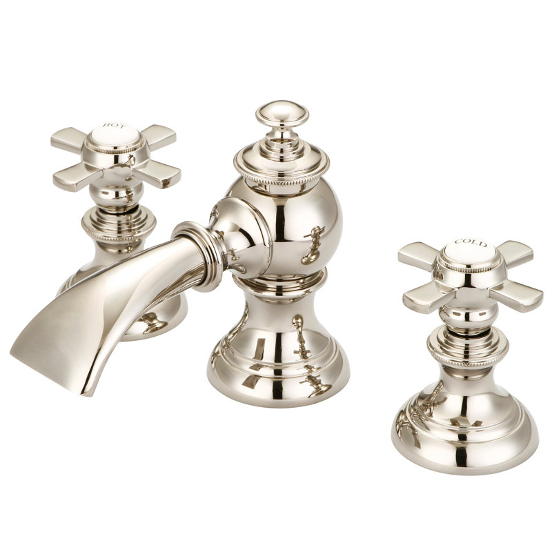 Erath 2-handle Bathroom Faucet with Drain Assembly, Polished Nickel, Flat Cross