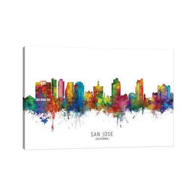 " San Jose California Skyline City Name " by Michael Tompsett Graphic Art Print