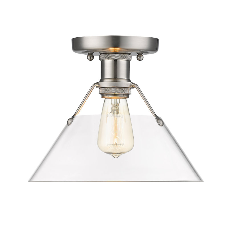 Weatherford Flush Mount, Pewter, Clear Glass