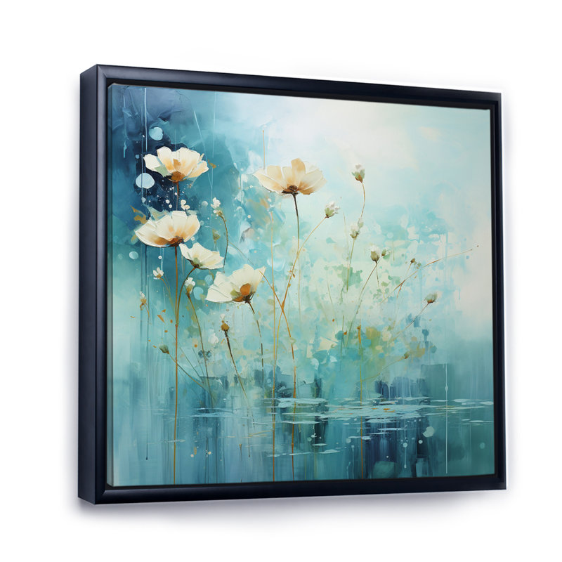 Misty Meadow V - imprimé, Cadre flottant noir, H 16 po x l 16 po x P 1 po