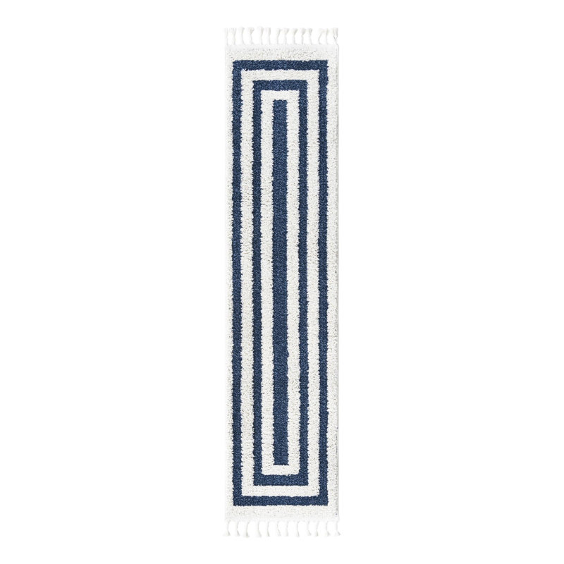 Tapis bleu en polyester tissé à la machine Deiah, Tapis de couloir 2 pi x 8 pi