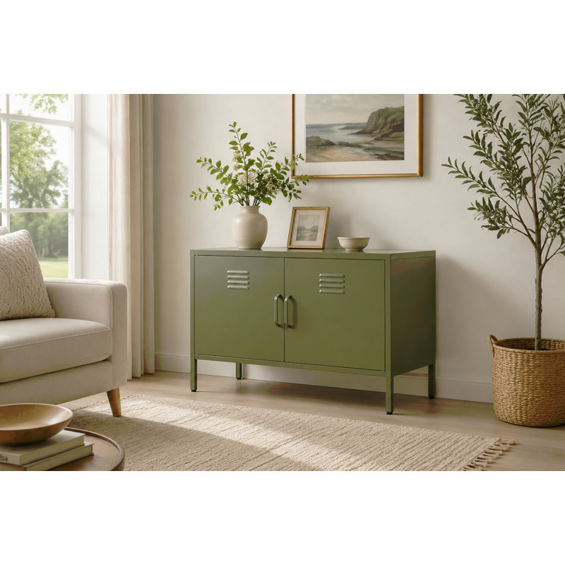 A multi-functional metal storage cabinet, Olive Green
