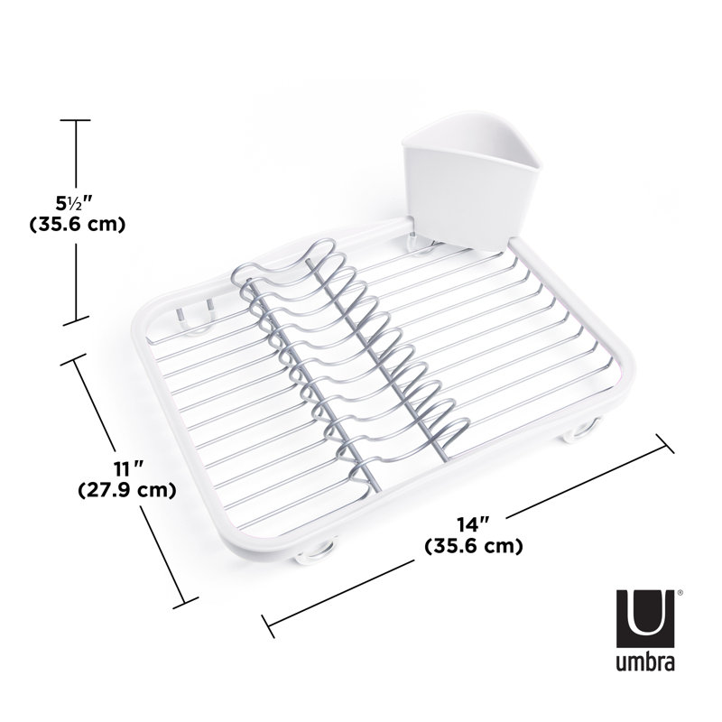 White Metal In-Sink Dish Rack with Utensil Cup