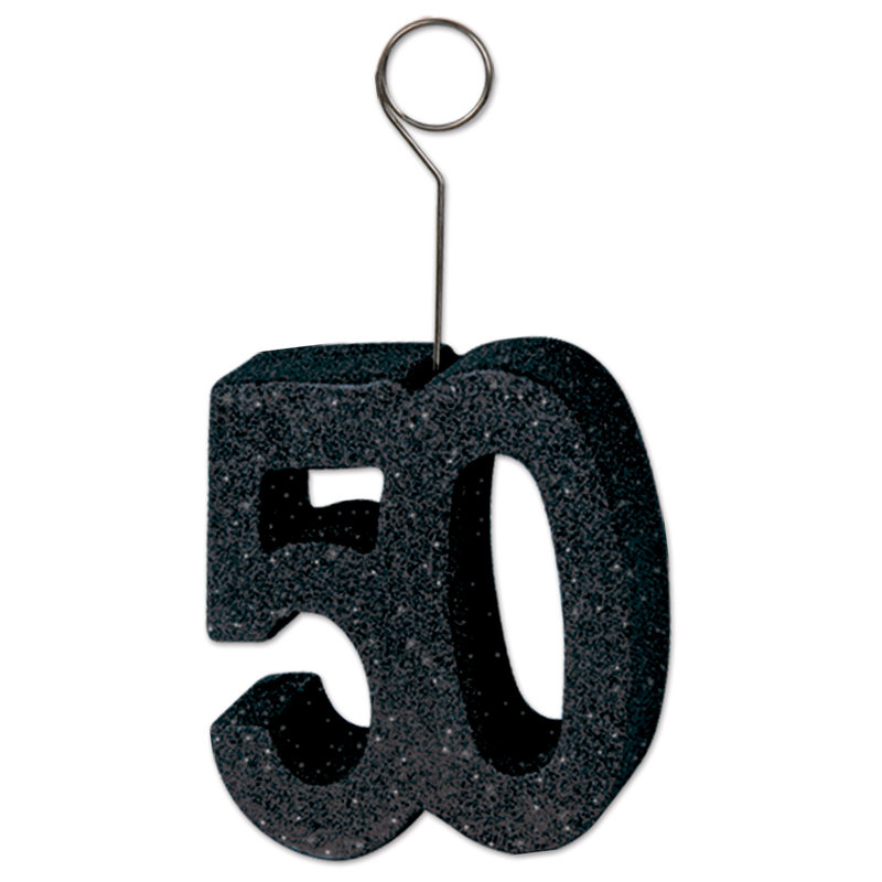 Glittered 50 Photo/Balloon Holder