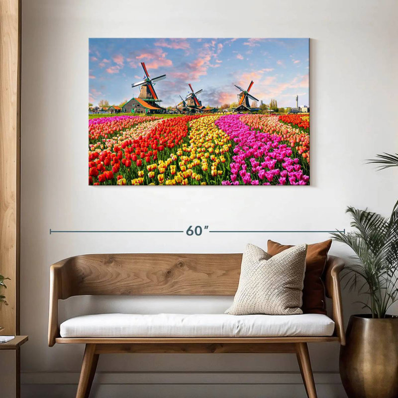 Tulipes et moulins à vent Alvord, H 30 po x l 45 po
