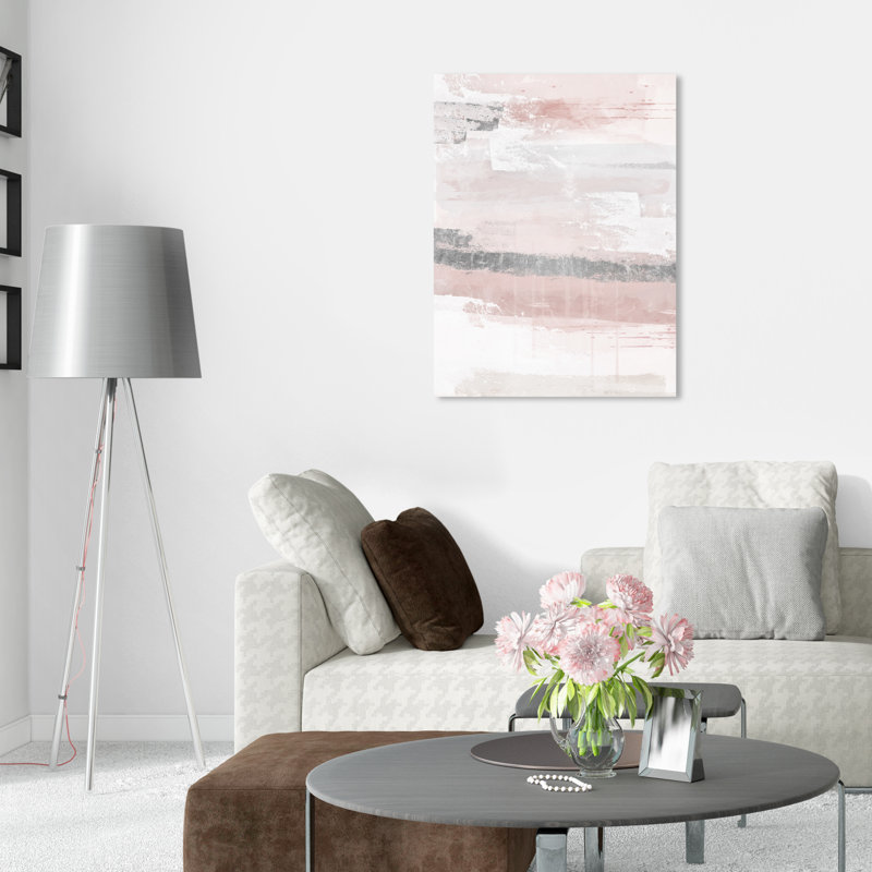 Éléments sophistiqués rosés - peinture, Toile tendue, H 36 po x l 30 po