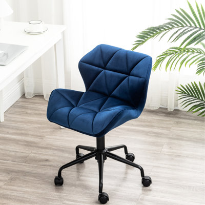 Fauteuil bleu pour optimiser votre espace de bureau - Revêtement en velours, pivotant à 360°, hauteur réglable, siège fonctionnel