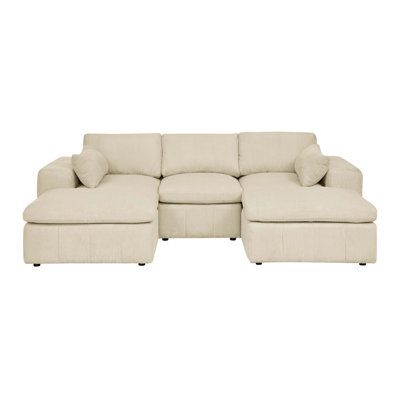 Canapé modulaire rembourré à large accoudoirs avec 2 repose-pieds Cordory