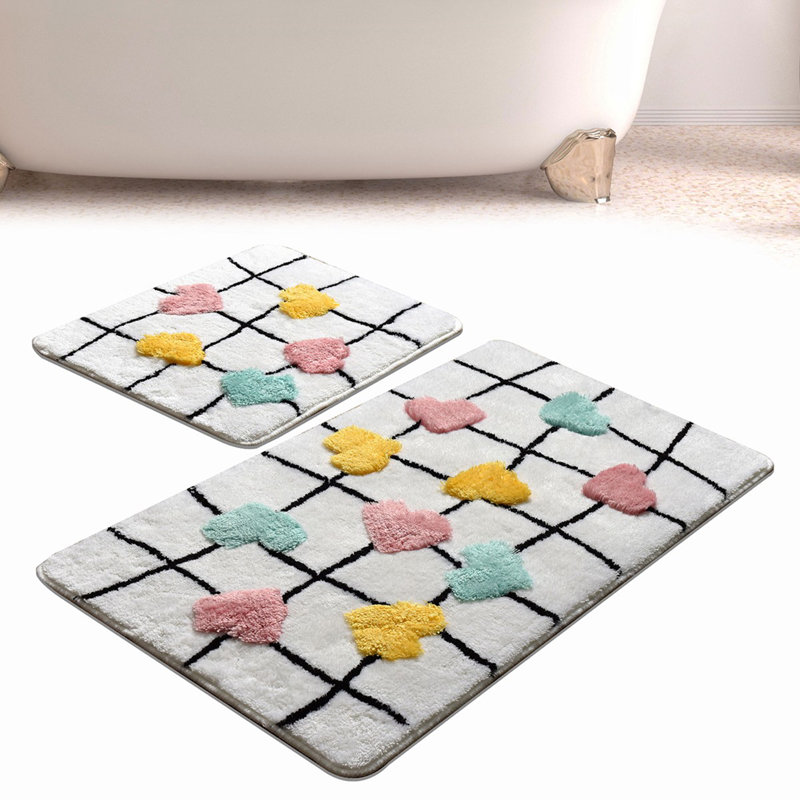 Ensemble de tapis de bain en acrylique (2 pièces) antibactérien et antidérapant, 19,7 po x 23,6 po et 23,6 po x 39,4 po | 100% acrylique, hauteur des poils: 0,7 à 1,2 po | Lavable à la machine, doux et durable pour le décor de votre salle de bain